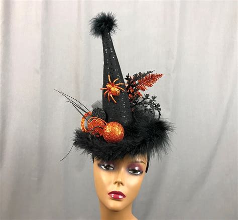 Witch hat with feathers on etsy